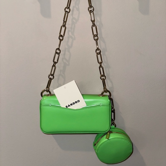 Sandro Paris Lime Green Crossbody Bag with coin purse - Picture 7 of 15